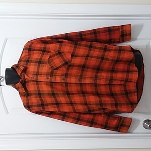 Open Trails Orange Fleece Plaid Shirt